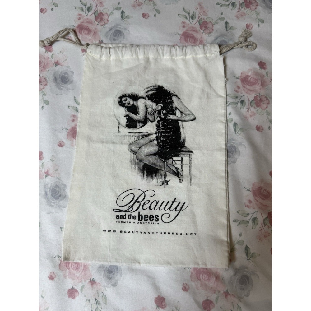 Beauty and the Bees Drawstring Bag Canvas Pouch Tasmania Australia 8x11"